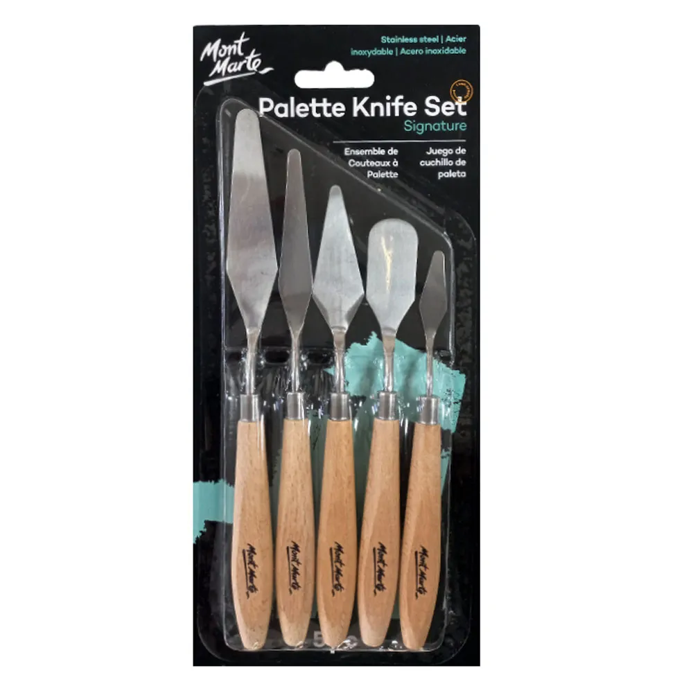 Palette Knife Set Ref MAPK0002 Set of 5pcs , Stainless Steel Mont Marte