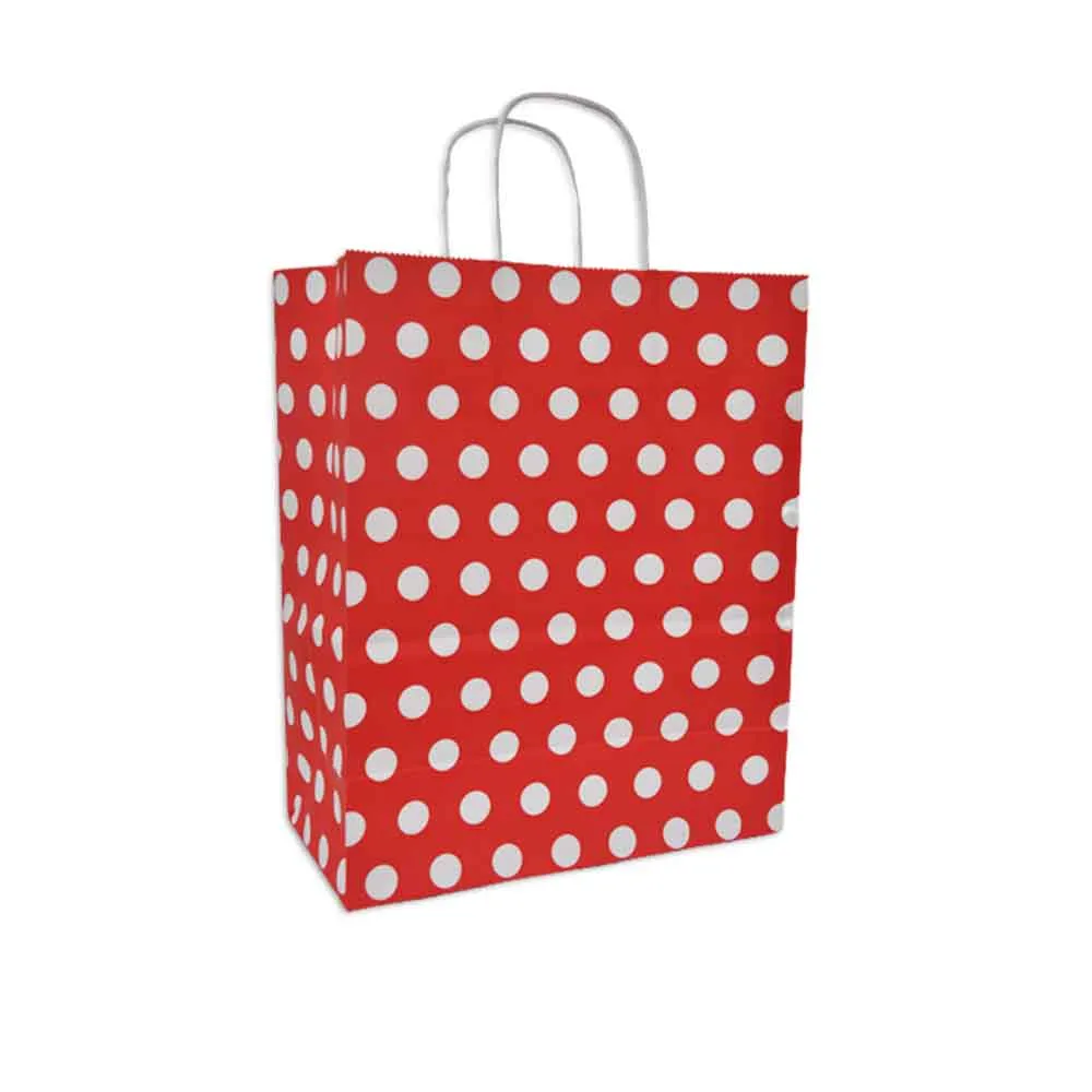 Paper Gift Bag Kraft Red Polka dot, size: 27*22*11 cm WTC