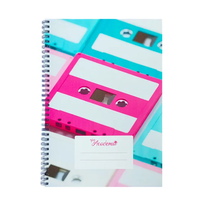 Spiral Notebook A4, 120 Sheets Ruled, Retro My Academia