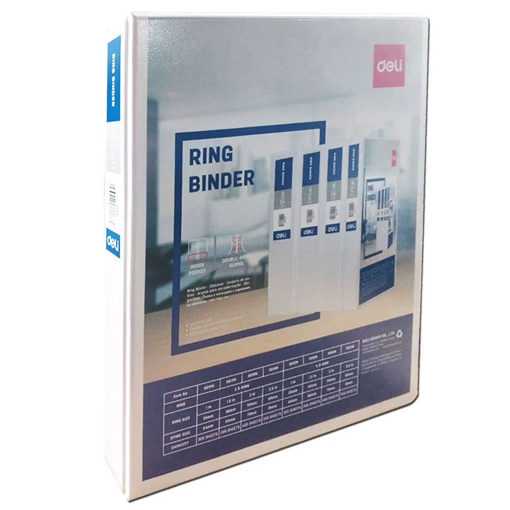Ring Binder PVC Ref 5610N A4, 1", 2D, White Deli