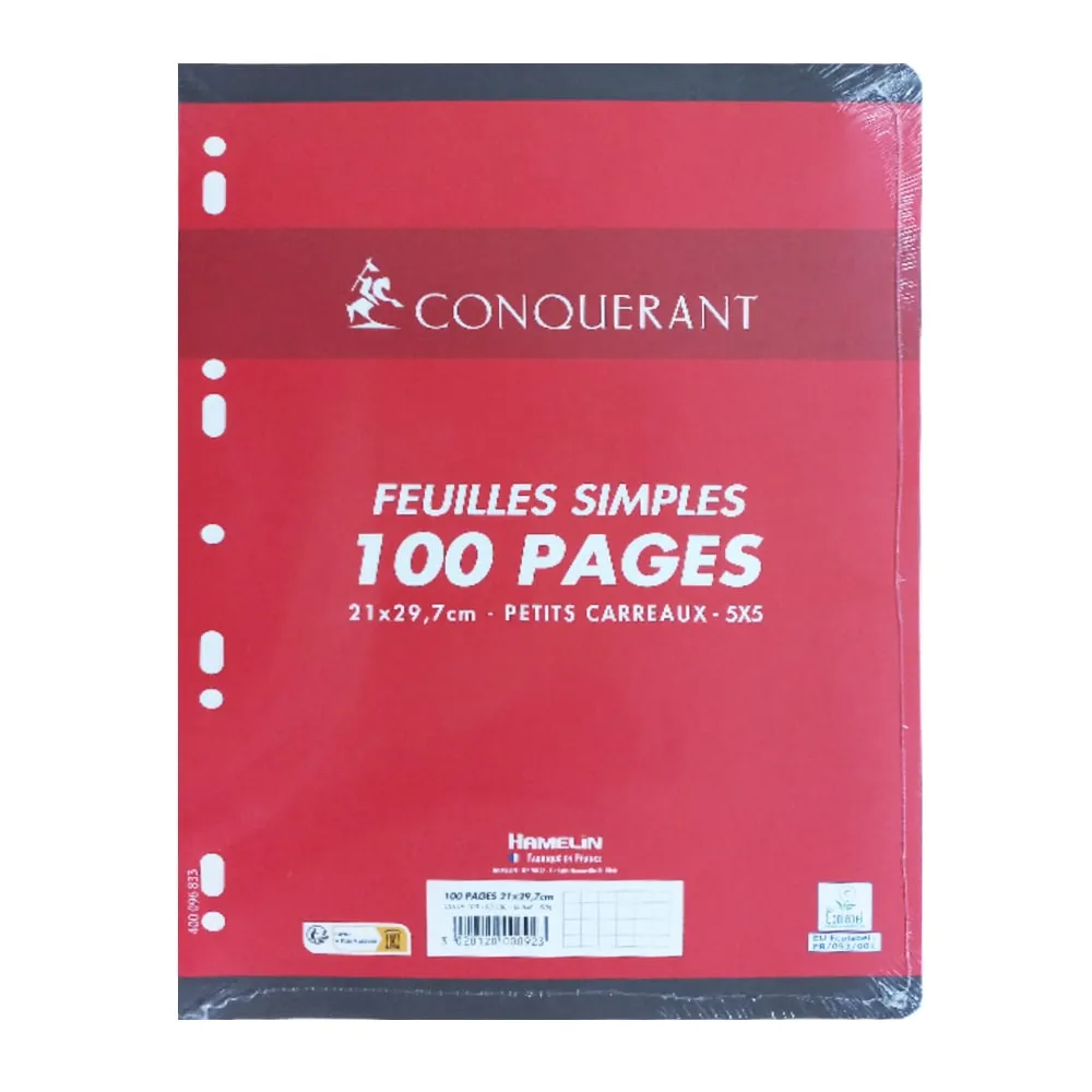 Refill Sheets - 9 Hole Ref 100103536 A4, 100 pages, 90gsm, Checkered Conquerant