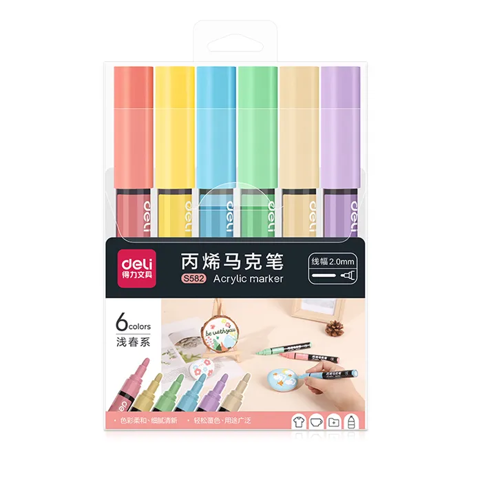Acrylic Marker Ref S582 6 Pastel Colours Deli