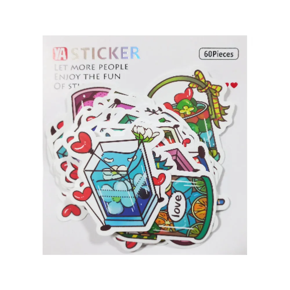 Sticker Ref YC 6063 Bubble Tea, 60 Pcs, 5-7cm Meli Melo