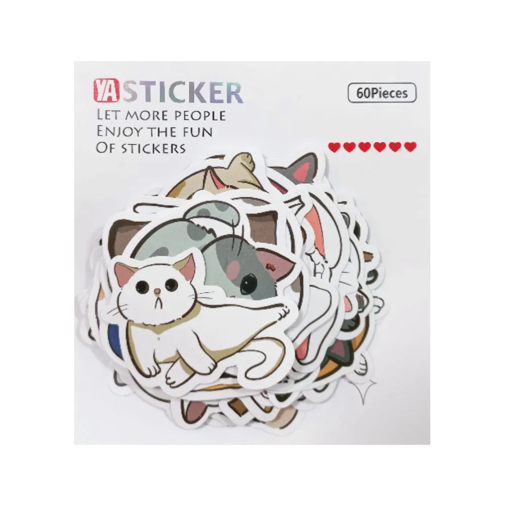 Sticker Ref YC6083 Mini Cat, 60 Pcs, 5-7cm Meli Melo