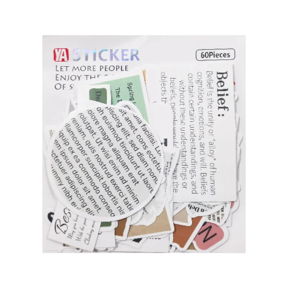 Sticker Ref YC6186 Journal, 60 Pcs, 5-7cm Meli Melo