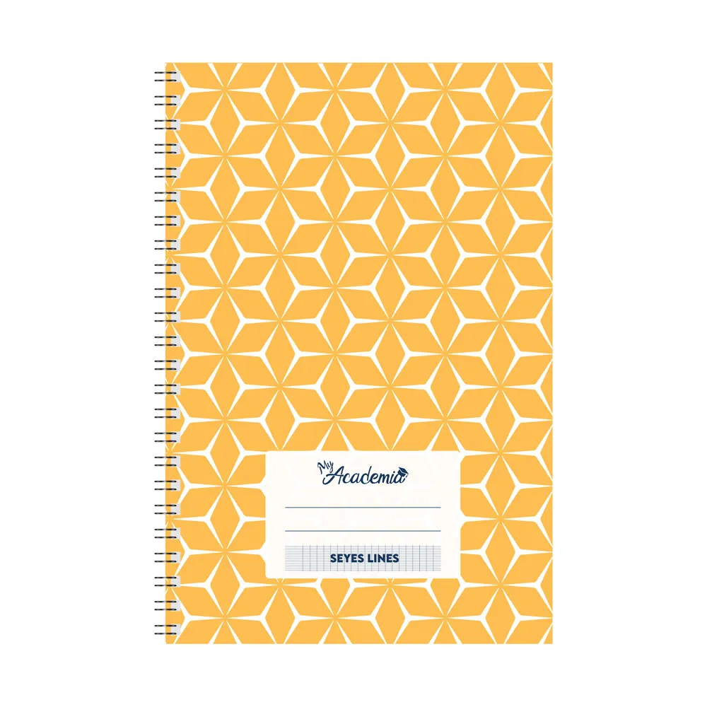 Spiral Notebook A4, 120 Sheets Seyes Lines, Yellow  My Academia