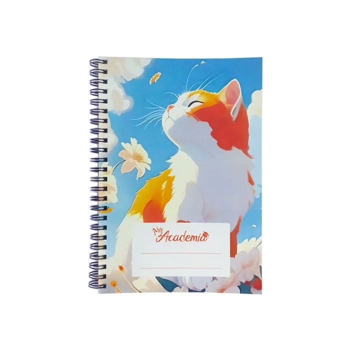 Spiral Notebook  A5, 120 Sheets Ruled, Cat My Academia