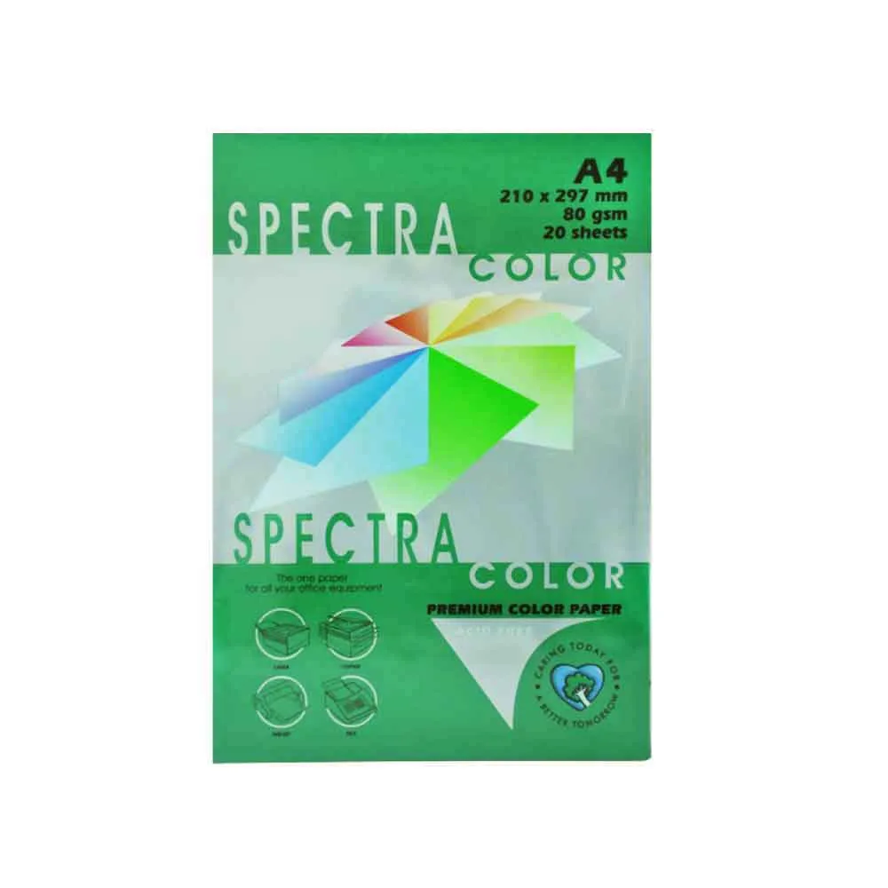 Colour Paper Ref IT41A A4 Asparagus, 80gsm [Pk 20] Spectra Colour