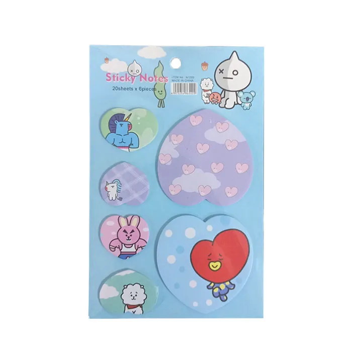 Sticky Notes Ref N1203 20 Sheets, 7 Assorted Cartoon Designs FW