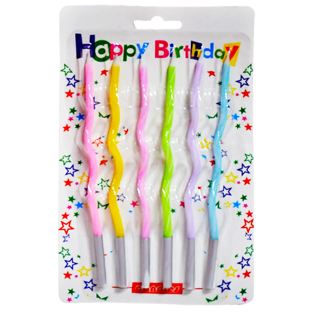 Candles Birthday Curve Multi-Color - Box of 6 WTC