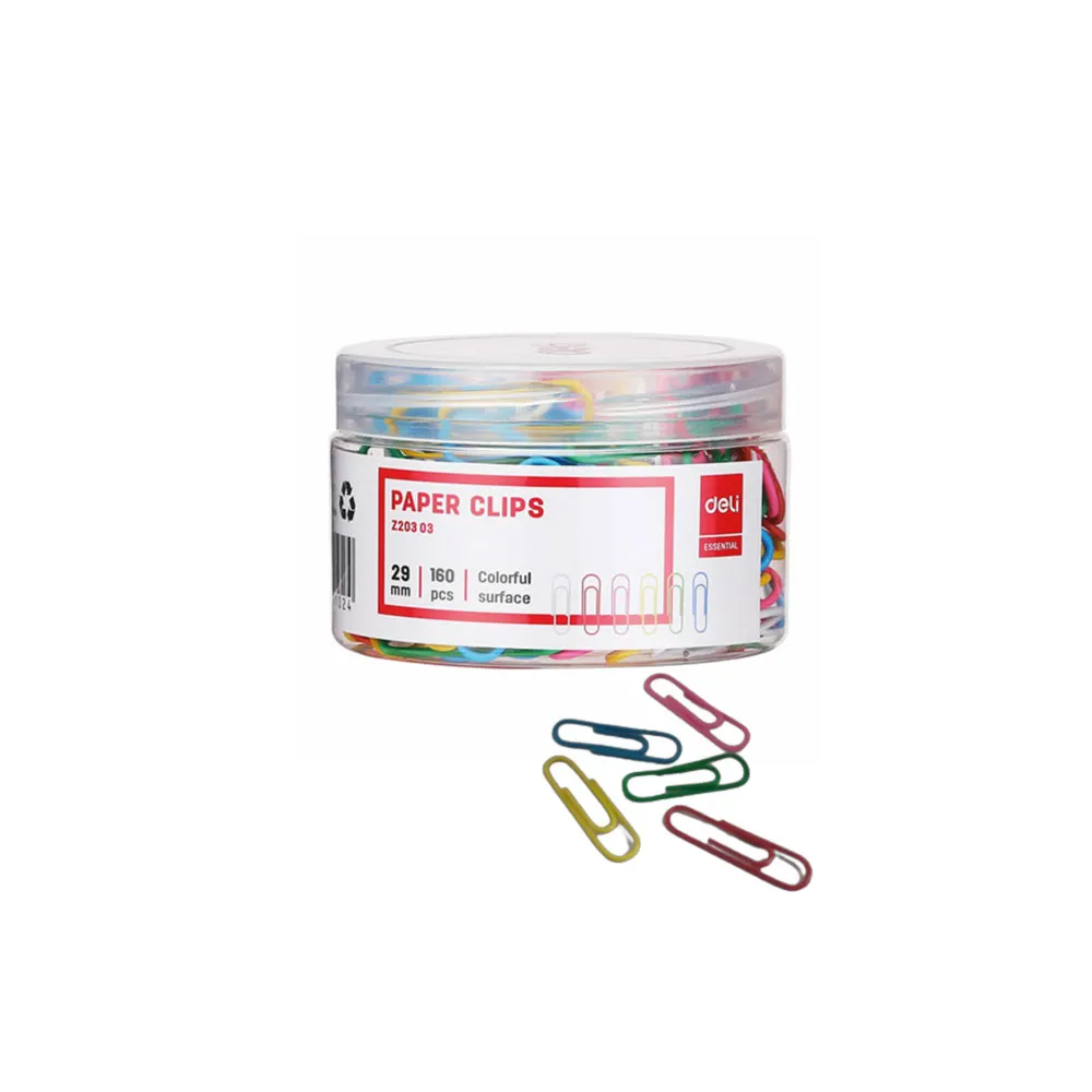 Paper ClipsRef Z20303  29mm, Plastic [Pk 160] Deli