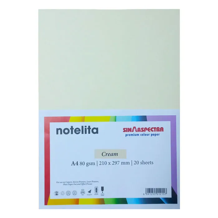 Colour Copy Paper A4 Cream, 80gsm [Pk 20] Sinar Spectra