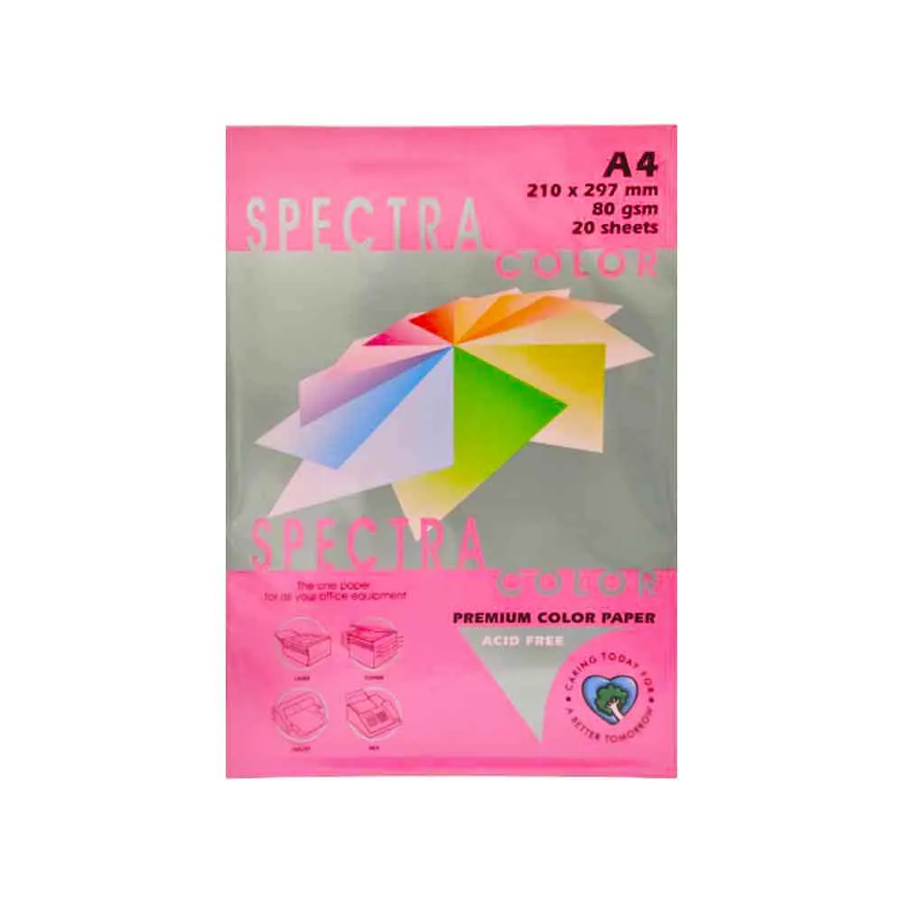 Colour Paper Ref IT350 A4 Cyber Red, 80gsm [Pk 20] Spectra Colour