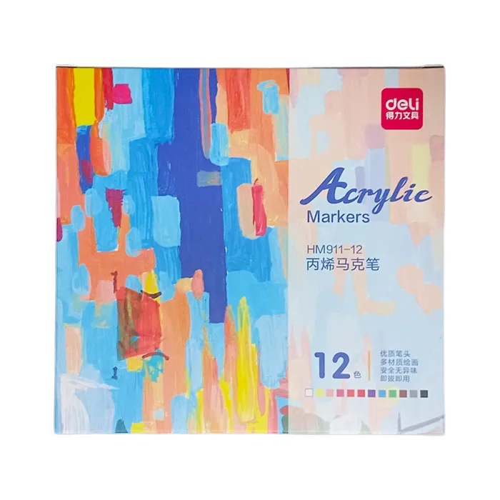 Acrylic Marker Ref HM911-12 12 Colors Deli