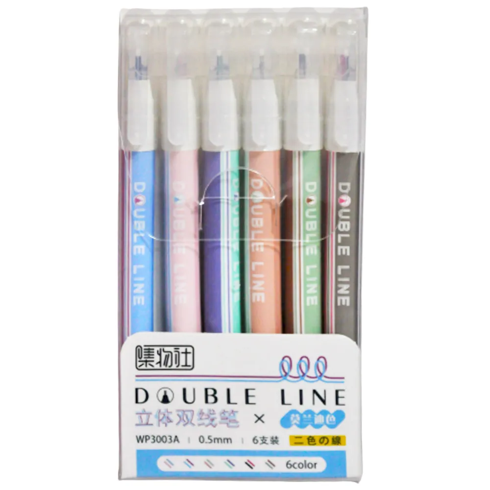 Gel Pen Ref 675 Color Ink, Double Line - PK6 MeliMelo