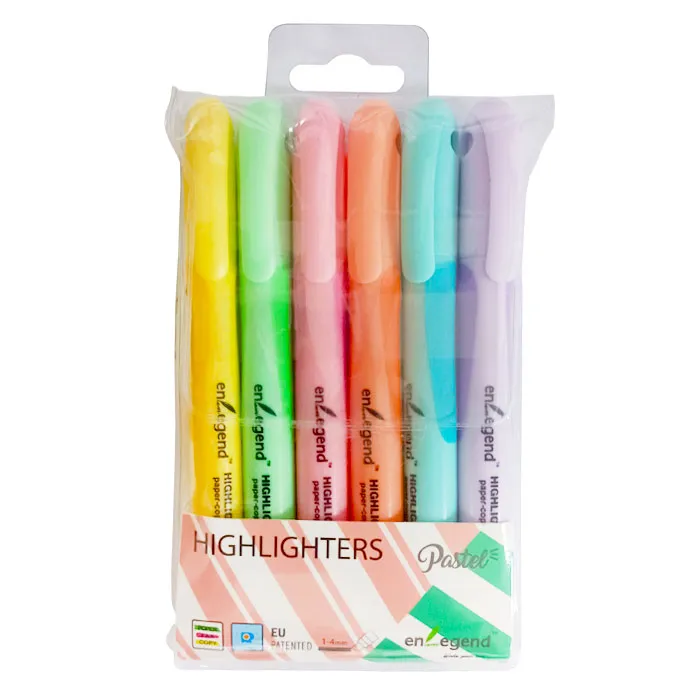 Highlighter Ref HL1200P-6 Pk6 (Assorted Pastel Colours) Enlegend
