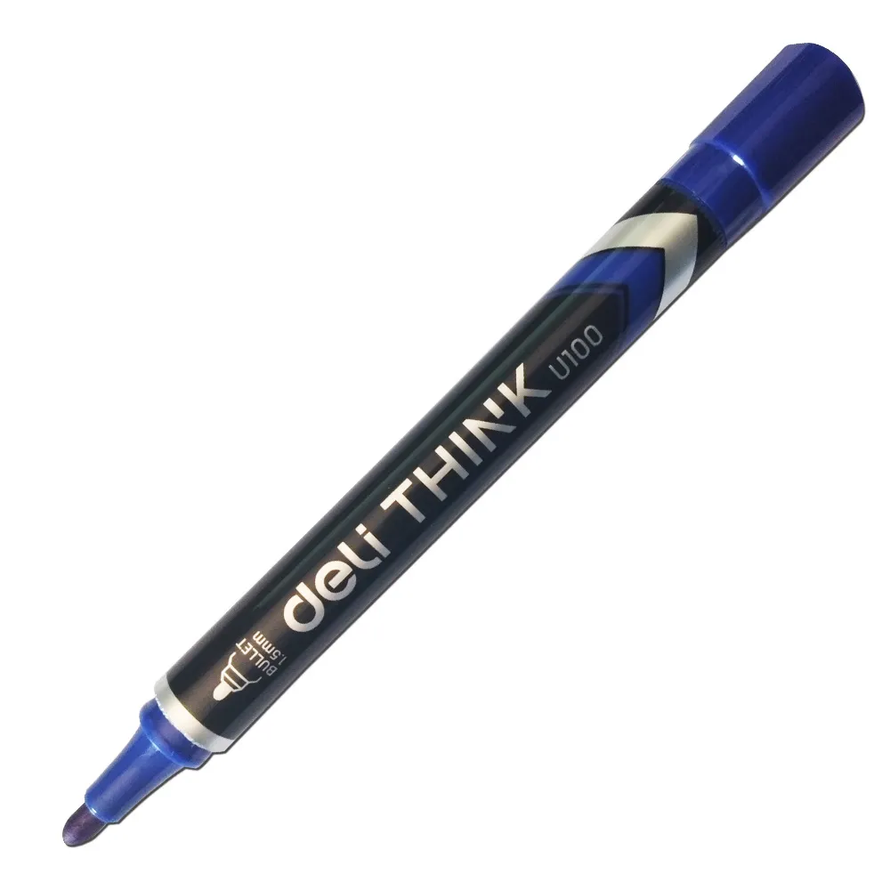 Permanent Marker Think Ref U10030 Blue , Bullet Tip 1.5mm Deli