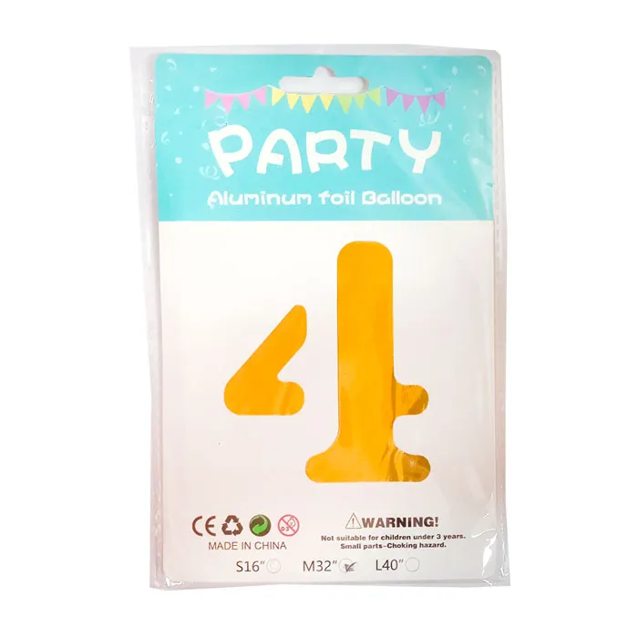 Foil Balloon No.4 32" Gold CML