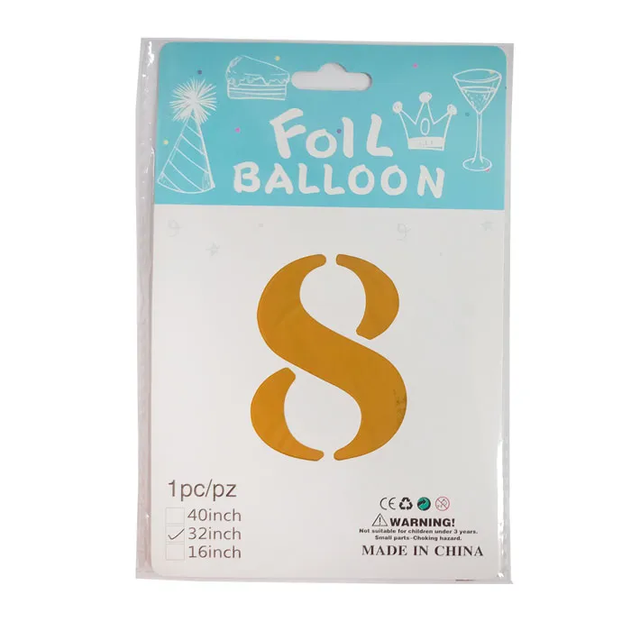 Foil Balloon No.8 32" Gold CML 