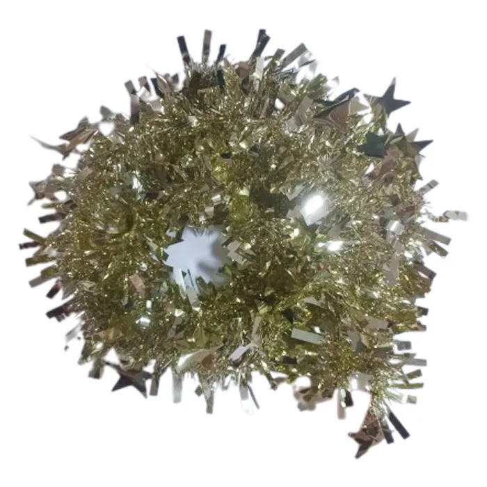 Xmas Tinsel Ref 6479/6202/5285/5278 2m*11cm, big star gold/red WTC 