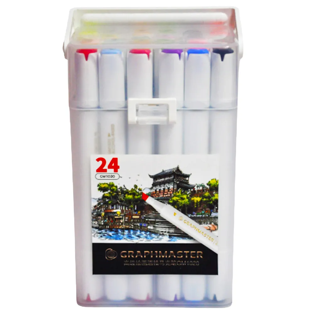 Sketch Twin Marker Ref GM 1020-24 24 Colours, 7mm Chisel & 1mm Bullet MeliMelo [Graphmaster]