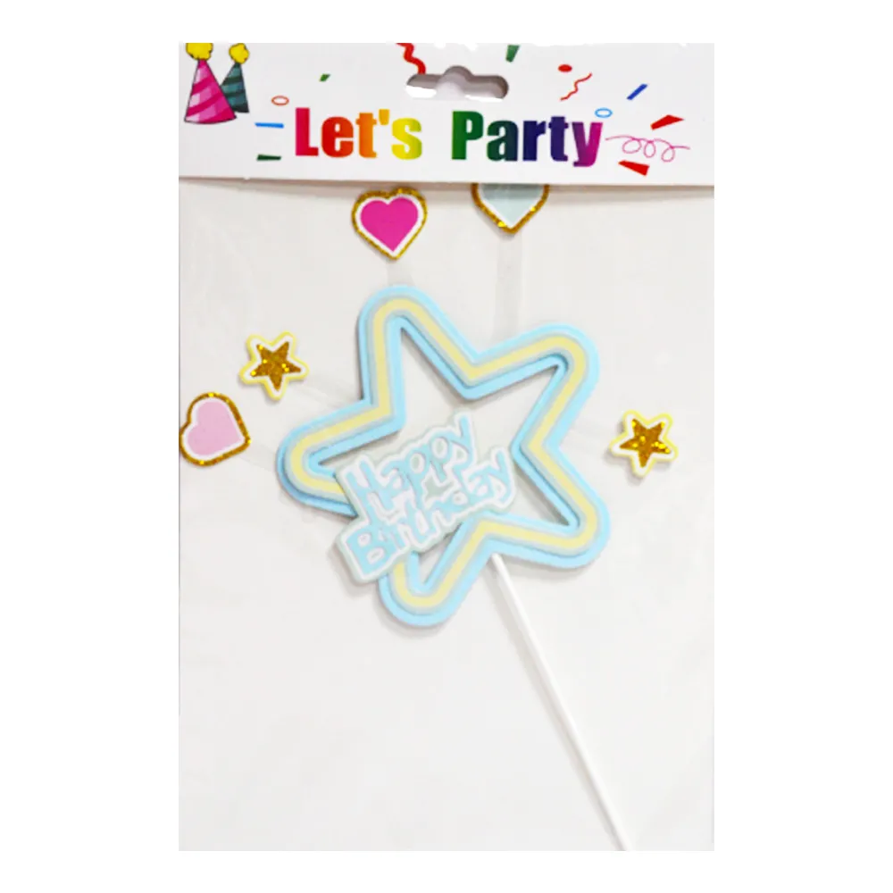 Cake Pick  Party Acrylic Five Star [pink/ blue] WTC