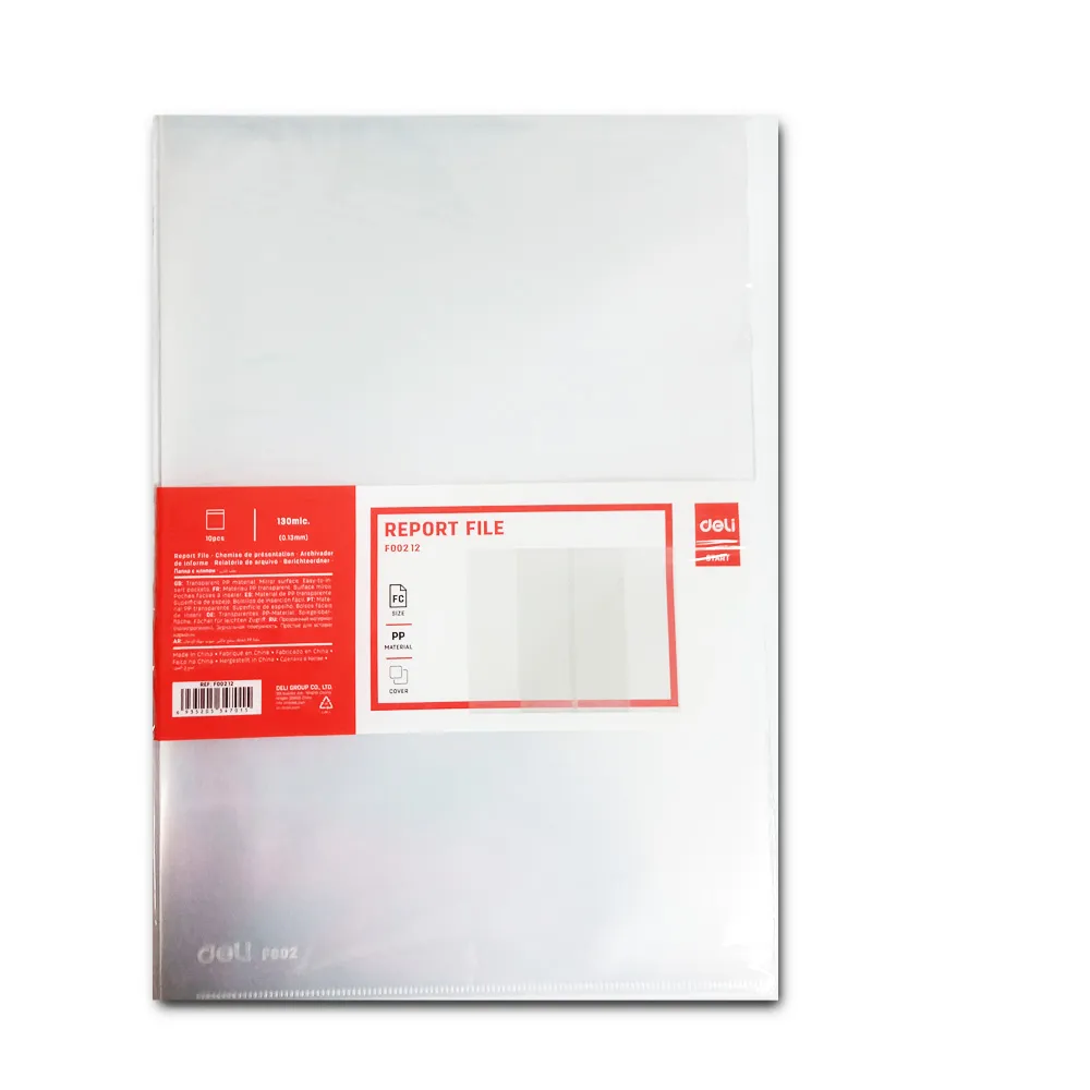 Pocket File Plastic Ref F00212 FC L shape, 130mic , Transparent [Pk10] Deli