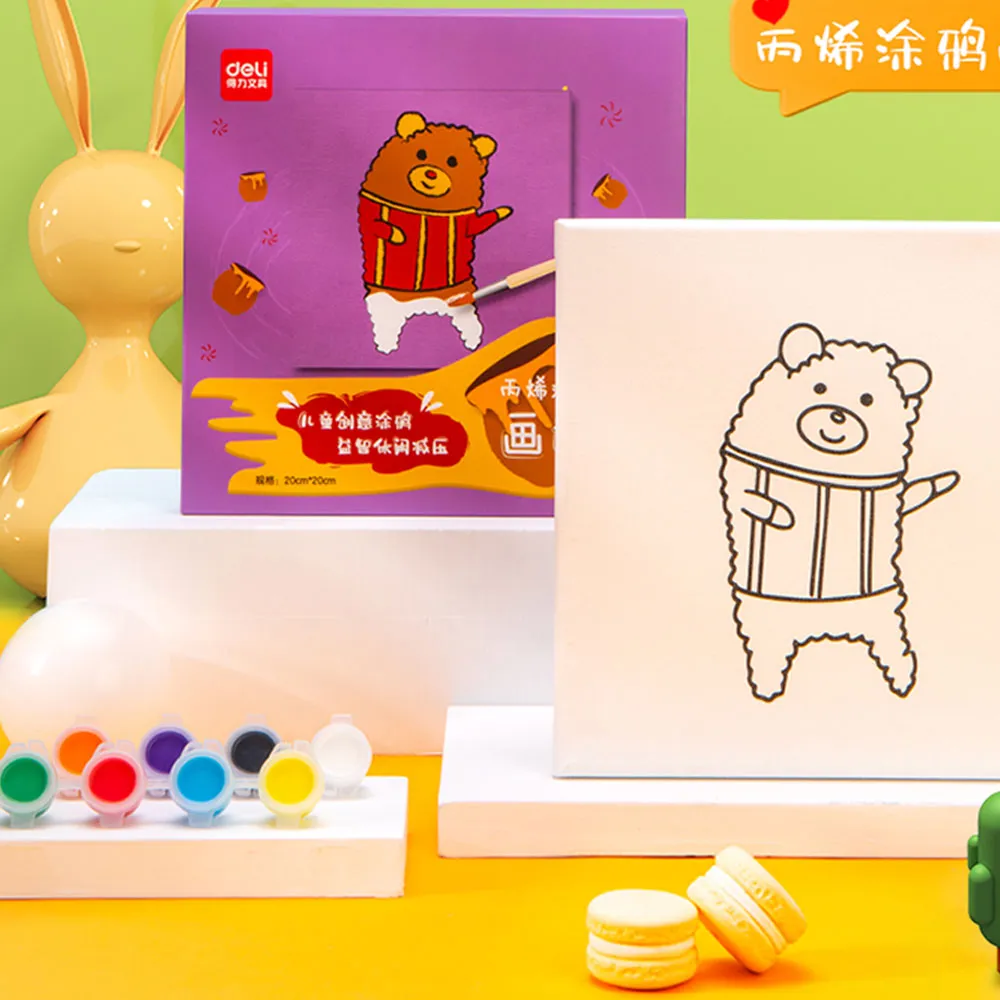 Kids Acrylic Painting Board Ref 73904-6 20*20cm Canvas, 8 Assorted Colours Deli