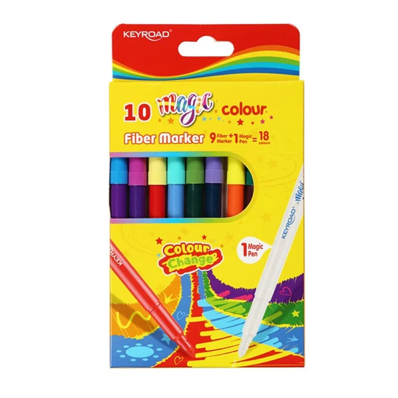 Coloured Fiber Marker Ref KR972227 9 Fabric Marker + 1 Magic pen= 18 colors KeyRoad