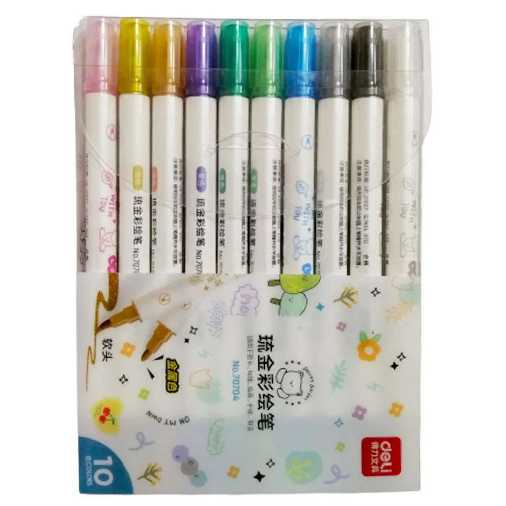 Metallic Color Dual-tip Ref 70704 10 colors, Assorted Deli