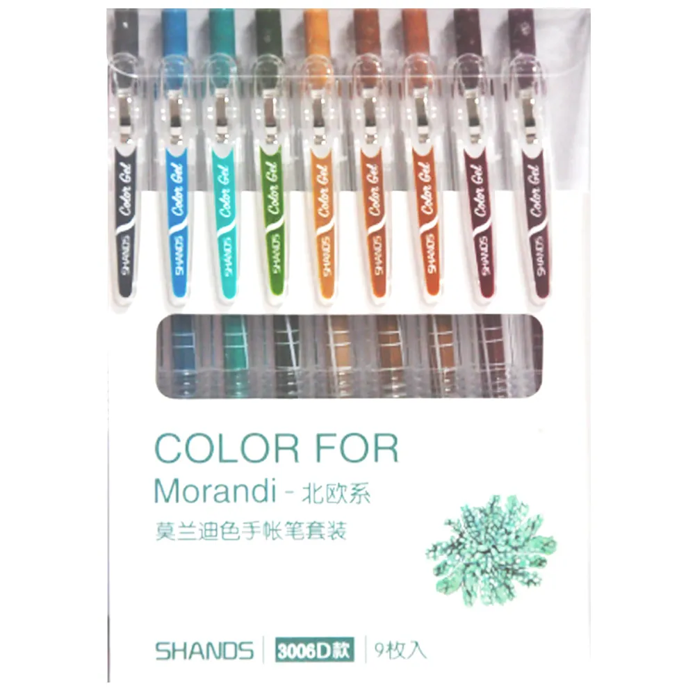 Gel Pen Retractable Ref 671 Color Ink - Morandi Shade 3006D - Pk 9 MeliMelo
