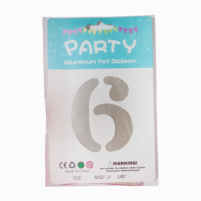 Foil Balloon No.6 32" Silver CML