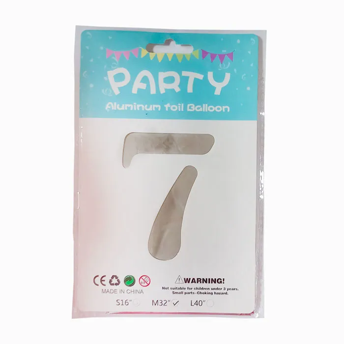 Foil Balloon No.7 32" Silver CML
