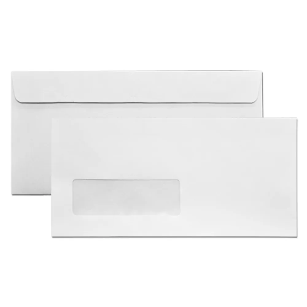 Envelope White Window  DL, W229*D114mm, Peel & Seal [Pk 100] Lion