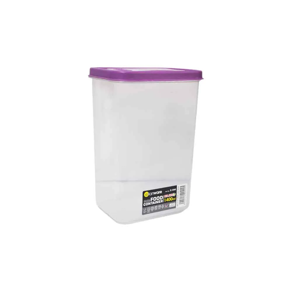 Rectangular Container Plastic Dry Pack Ref E-444 W105*D75*H180mm, 1.4L Translucent  Elianware