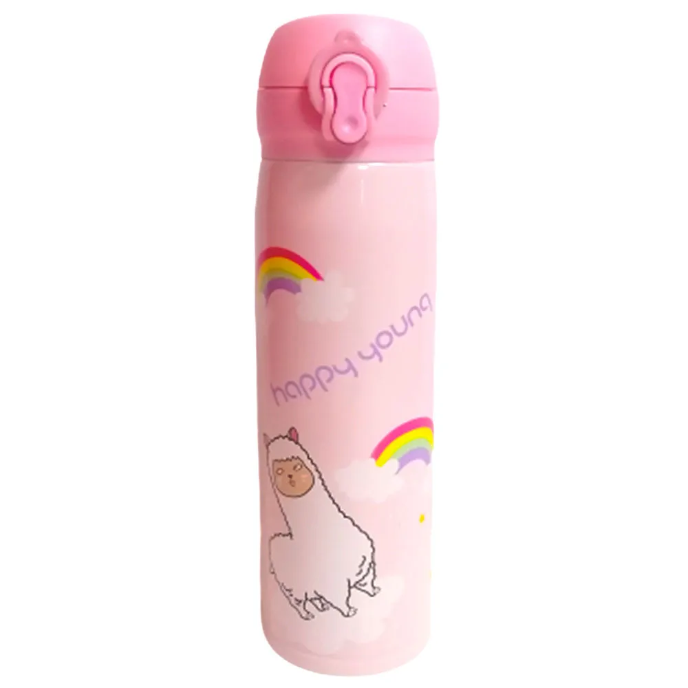 Waterbottle Ref 292 Pink Rainbow Llama & Blue Fox - 500ml MeliMelo