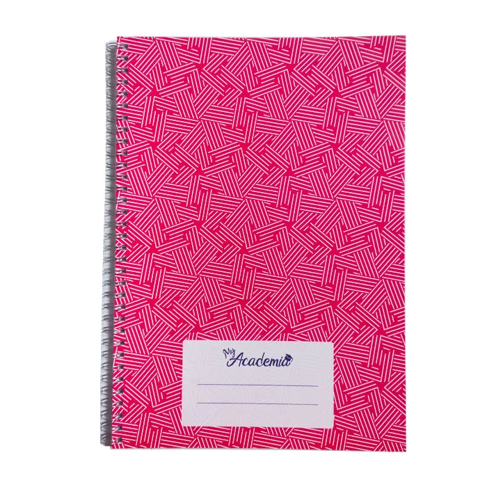 Spiral Notebook A4, 120 Sheets Ruled, Raspberry Stripes My Academia