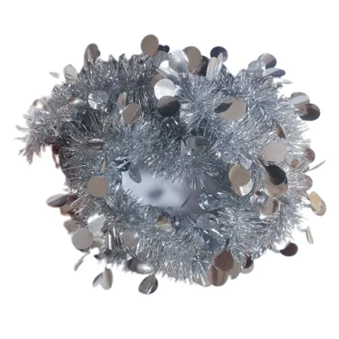 Xmas Tinsel Ref 5230 2m*7cm, small thread large dot silver WTC 