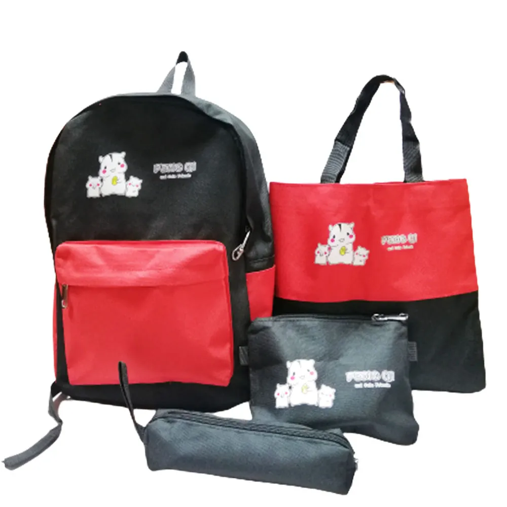 School Bag Bundle Black & Red Polyester - Backpack, Handbag, Pouch, Pencil Case My Academia