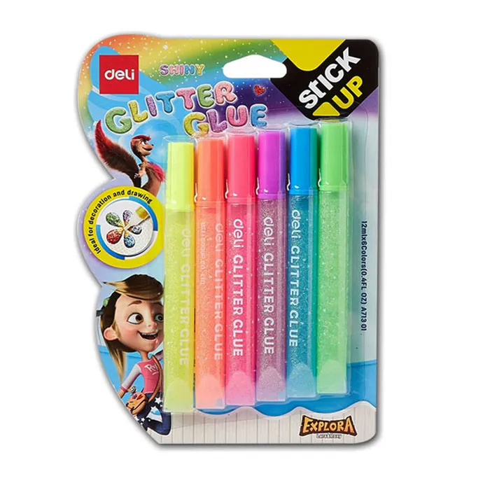 Glitter Glue Ref A71301 12ml, Neon Colours [Pk 6] Deli