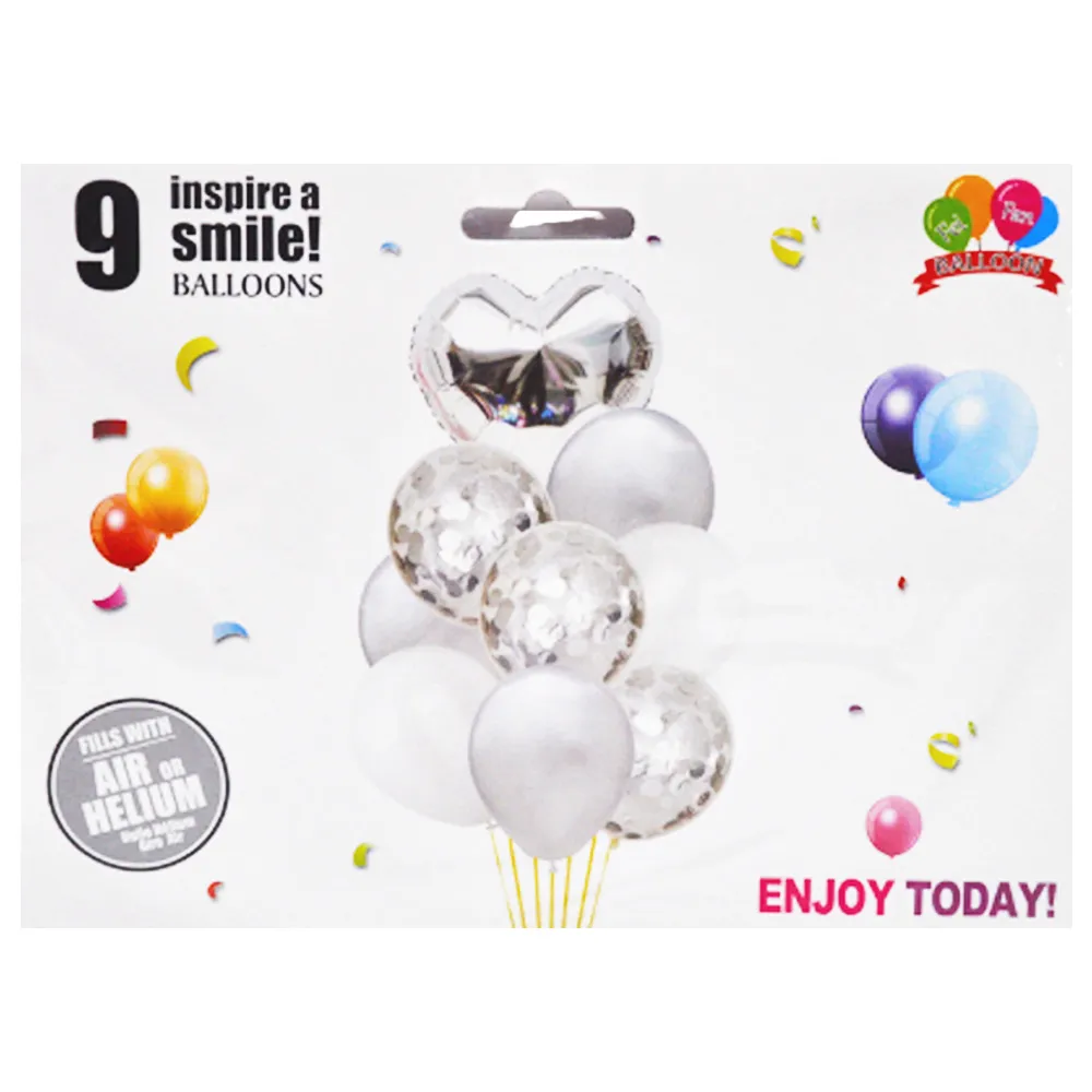 Birthday Balloons Ref YW3207-2A25P Silver Set [9pcs] FW