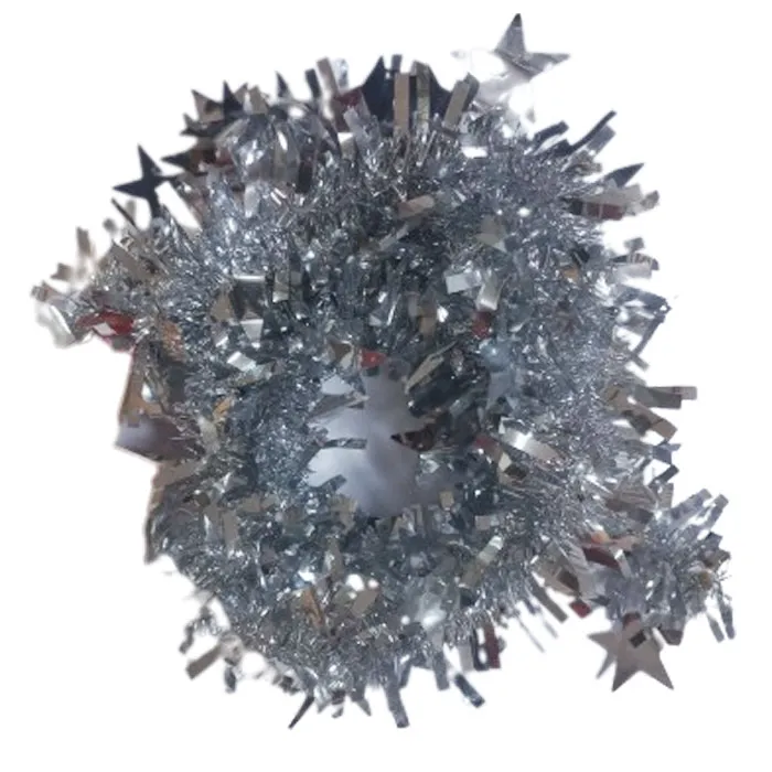 Xmas Tinsel Ref 6486 2m*7cm, small thread large dot silver  WTC 