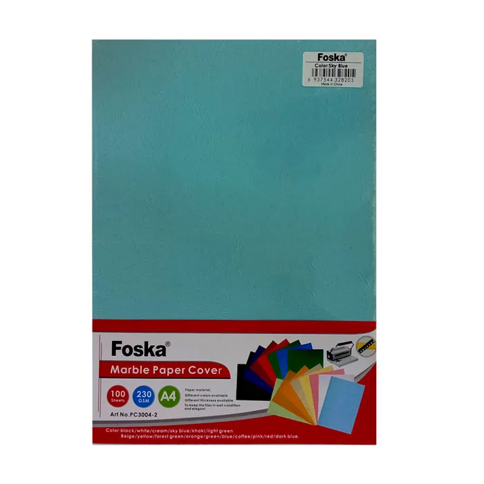 Binding Cover Paper Board Strata C2  A4 Sky Blue, 210gsm [Pk 100]  Foska