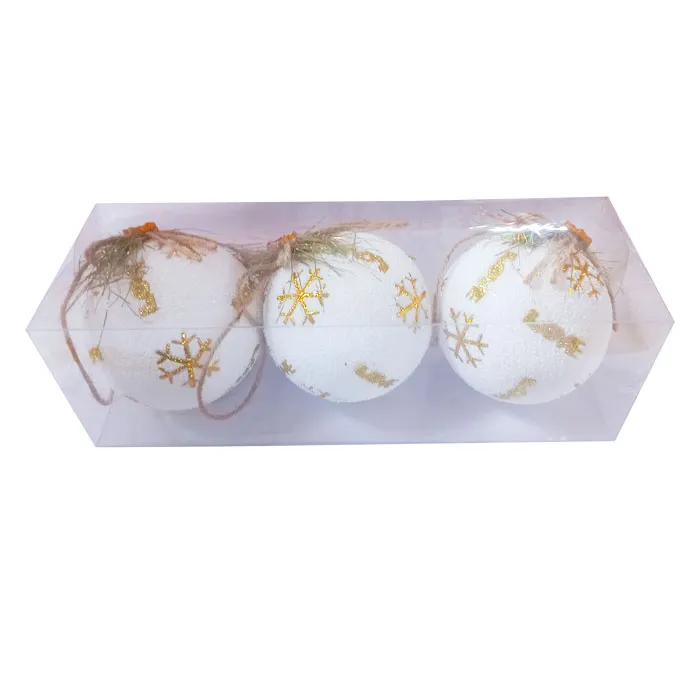 Xmas Balls Ref D21057 pk3, white n gold  AFC