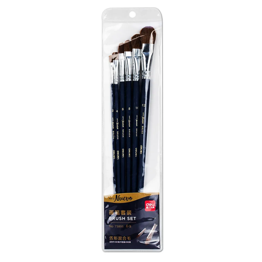 Brush Set Ref 73895 Pk6, Blue Navy Flat Brushes Nuevo Deli
