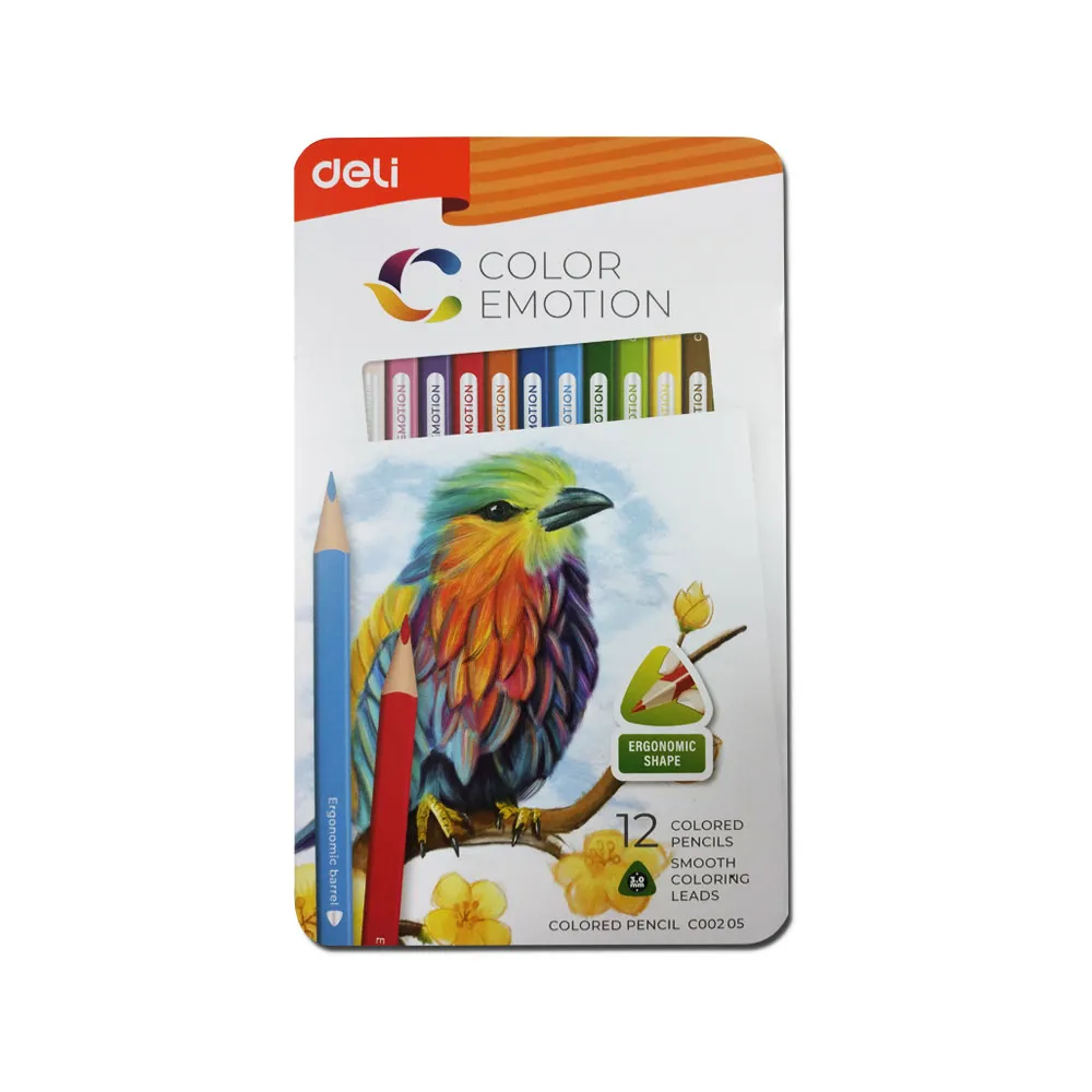 Colored Pencil Ref  C00205 12  Color Emotion, Ergonomic Shape,  Metal Box Deli