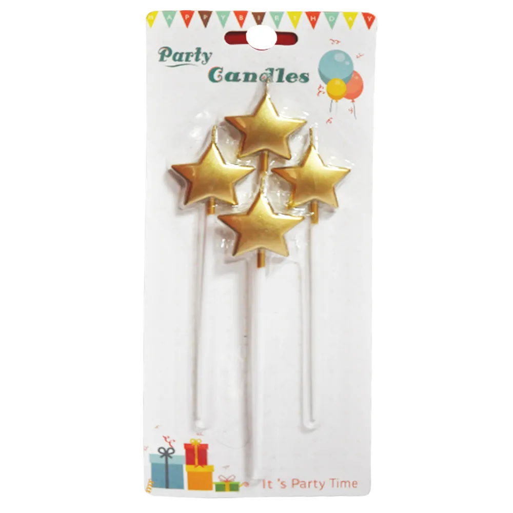 Candles Party Gold Star - Pack of 4 WTC