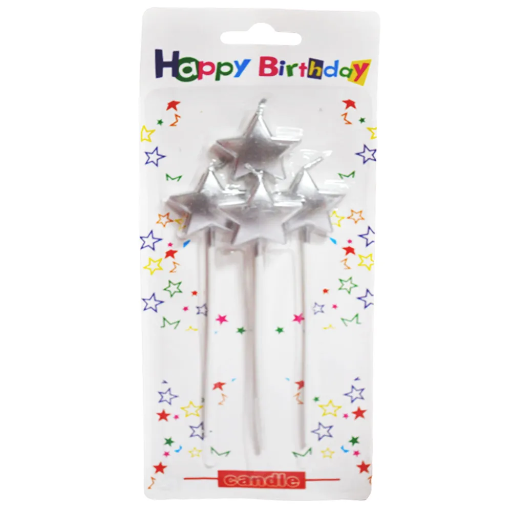 Candles Silver Plated Silver Star // Silver Heart - Pack of 4 WTC