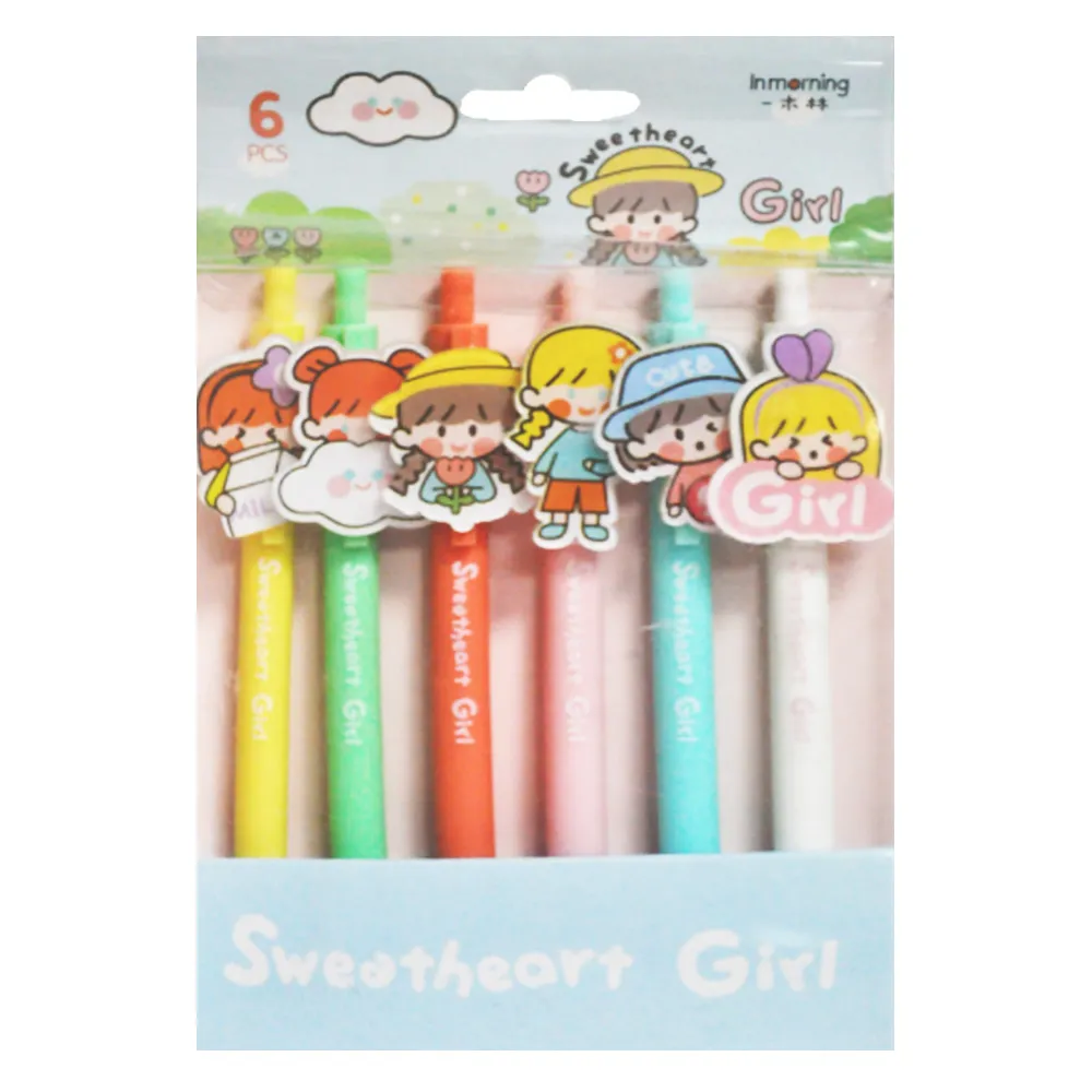 Gel Pen Ref 672 Black Ink - Sweetheart Girl Pk 6 MeliMelo
