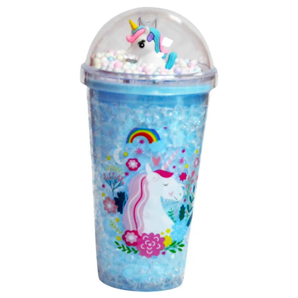 Cup Plastic Ref 15857 450ml Full Unicorn - Blue JF